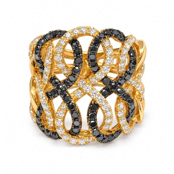 Black and White Diamond Openwork Ring