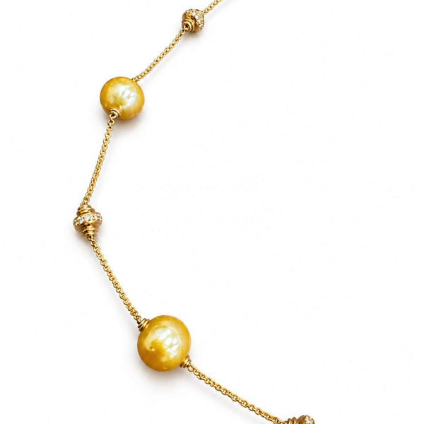Golden Pearl & Diamond Necklace