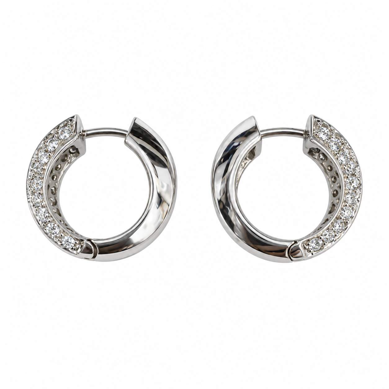 Baguette & Round Diamond Hoop Earrings