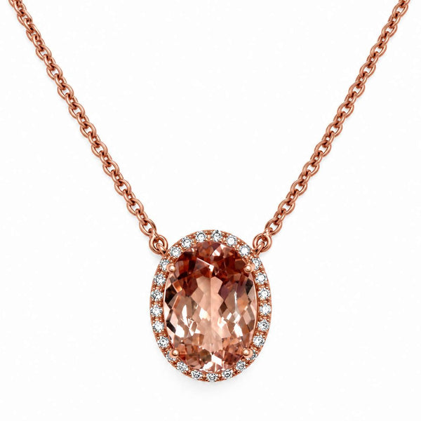 Morganite & Diamond Halo Necklace
