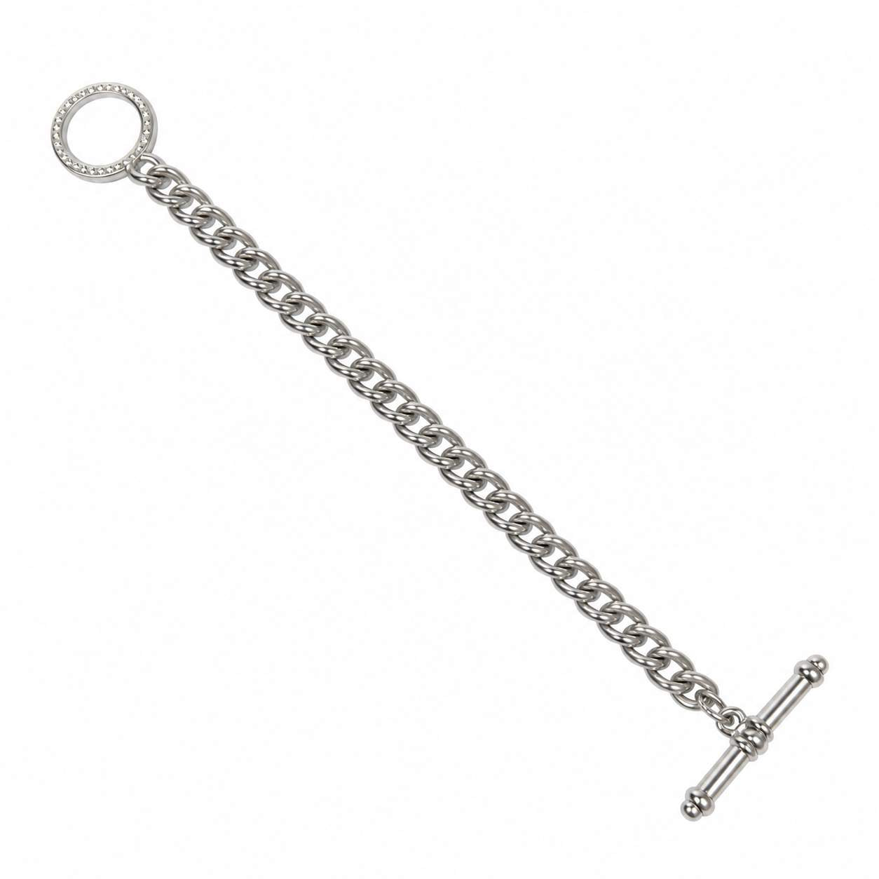 Diamond Curb-Link Toggle Bracelet