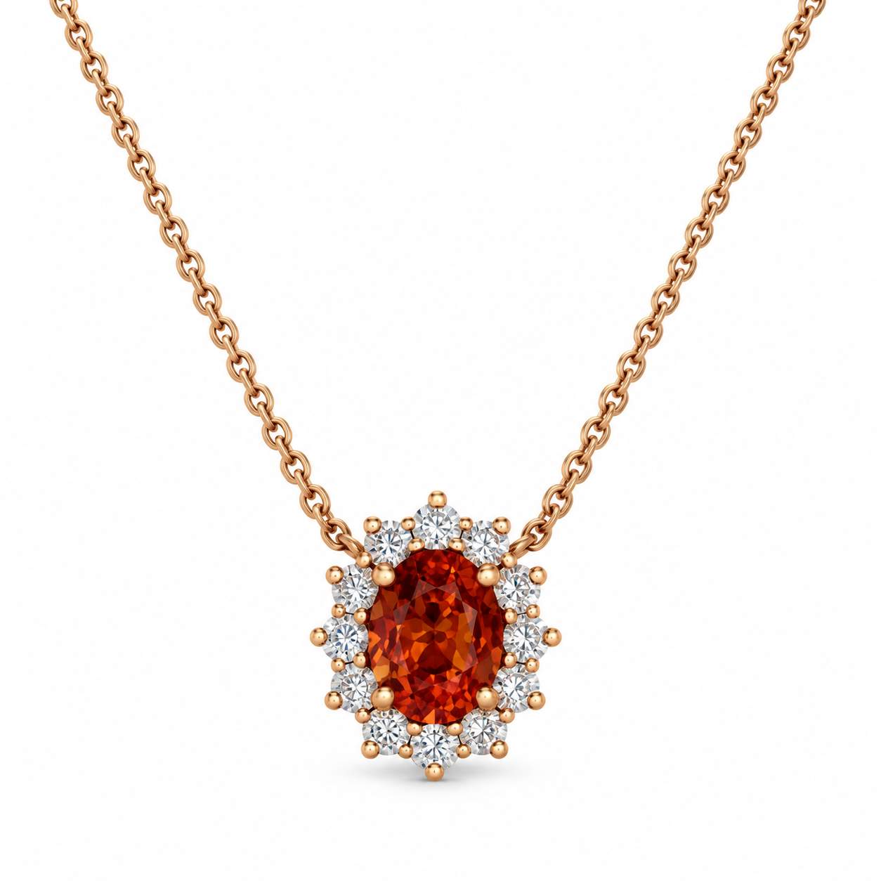 Morganite and Diamond Halo Necklace