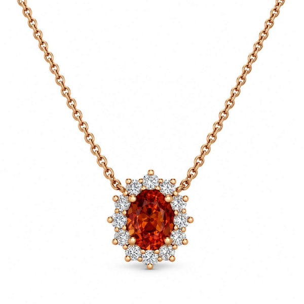 Morganite and Diamond Halo Necklace