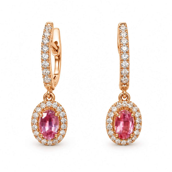 Morganite and Diamond Halo Drop Earrings
