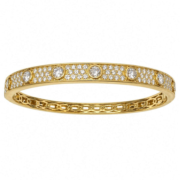 Yellow Gold Diamond Hinged Bangle