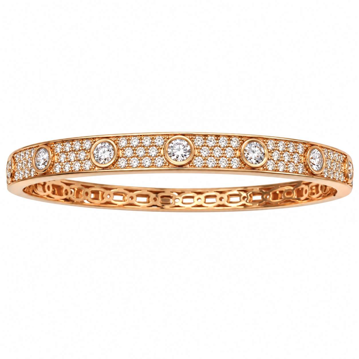 Rose Gold Diamond Hinged Bangle