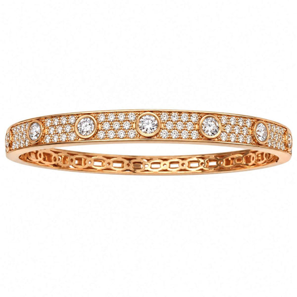 Rose Gold Diamond Hinged Bangle