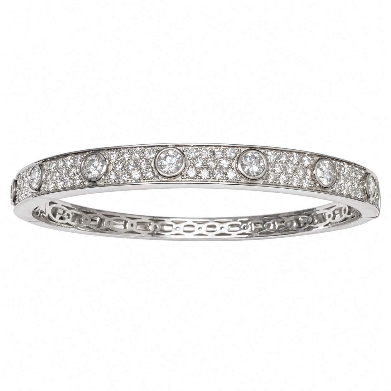 White Gold Diamond Hinged Bangle