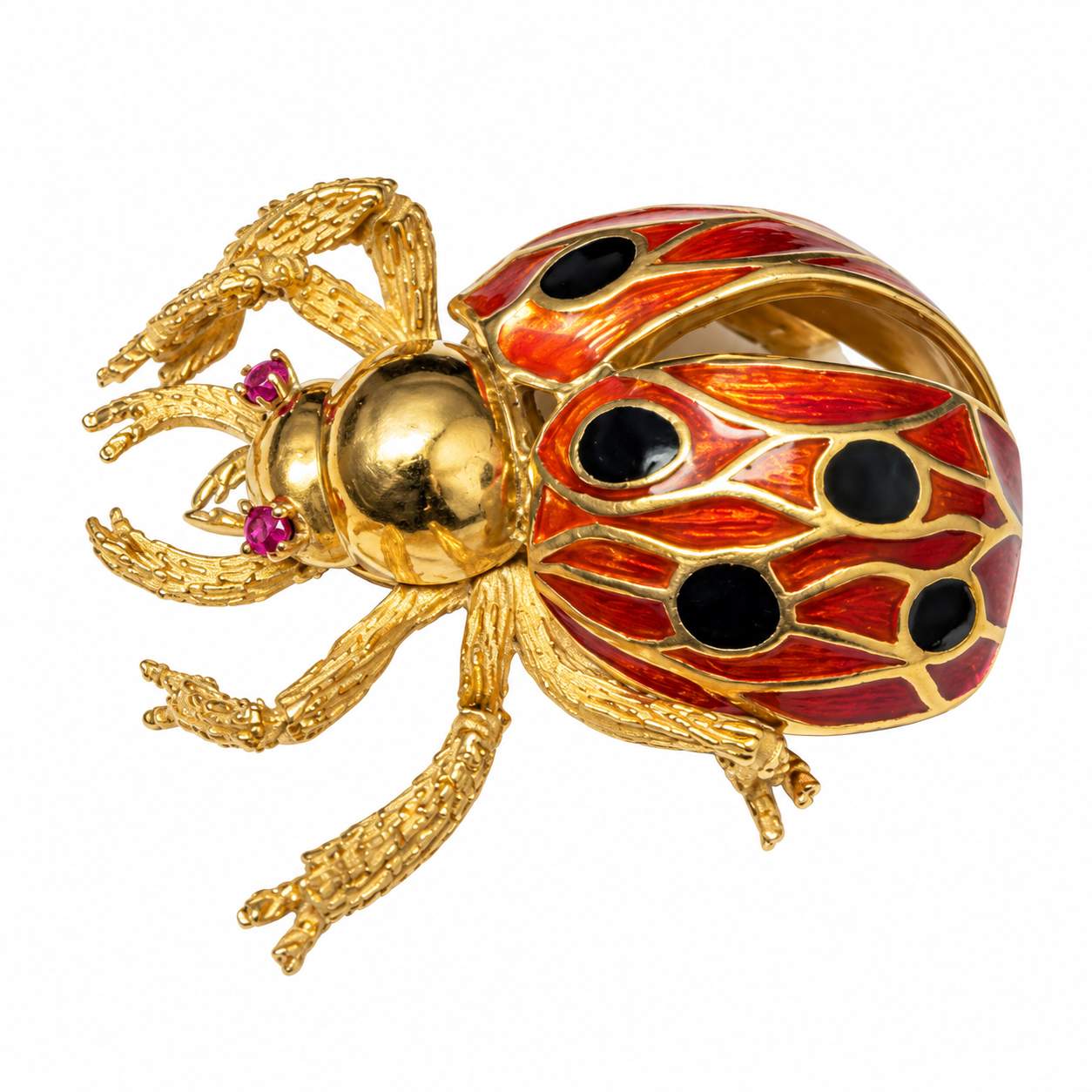 Red and Black Enamel Ladybug Brooch