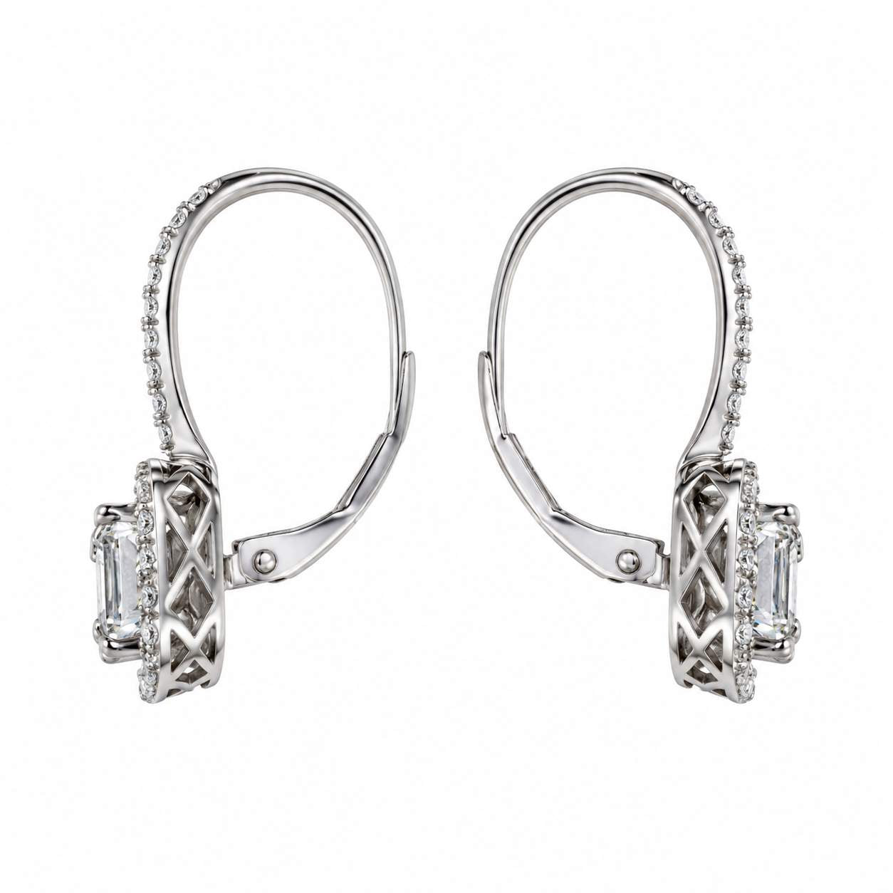 Illusion-Set Diamond Halo Drop Earrings