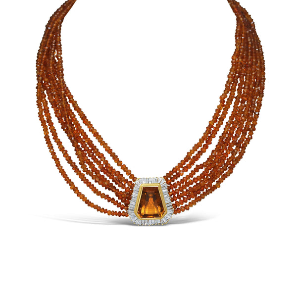 Citrine & Diamond Multi-Strand Necklace