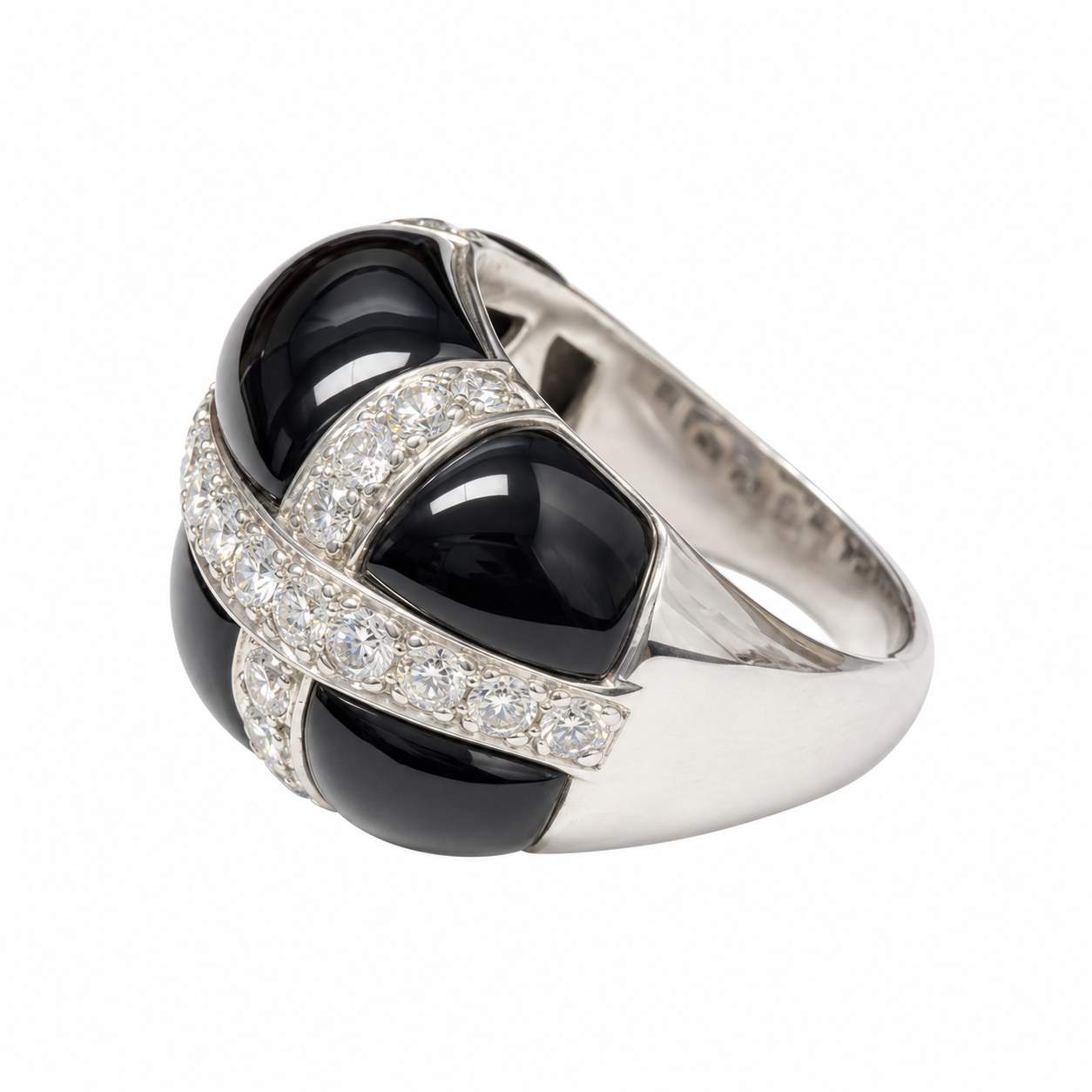 Black Onyx & Diamond Dome Ring