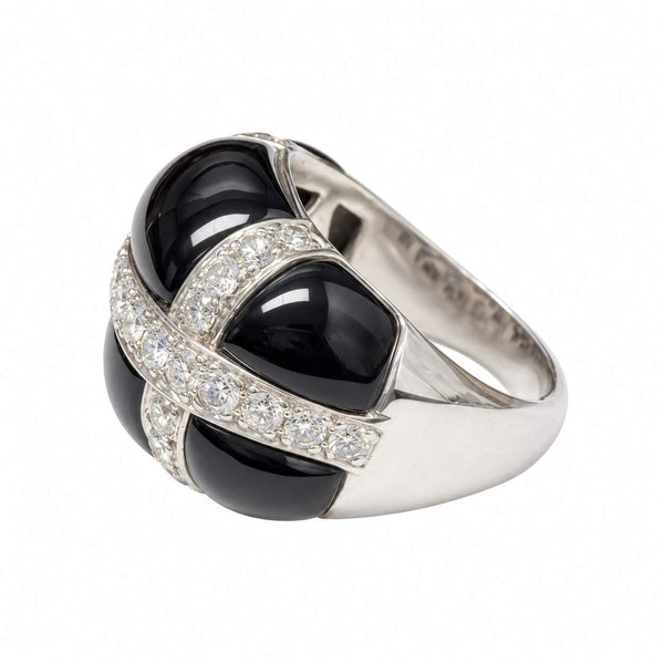 Black Onyx & Diamond Dome Ring