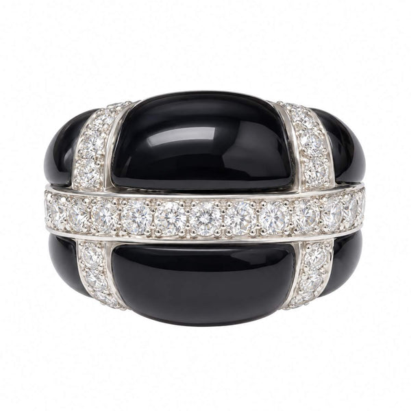 Black Onyx & Diamond Dome Ring