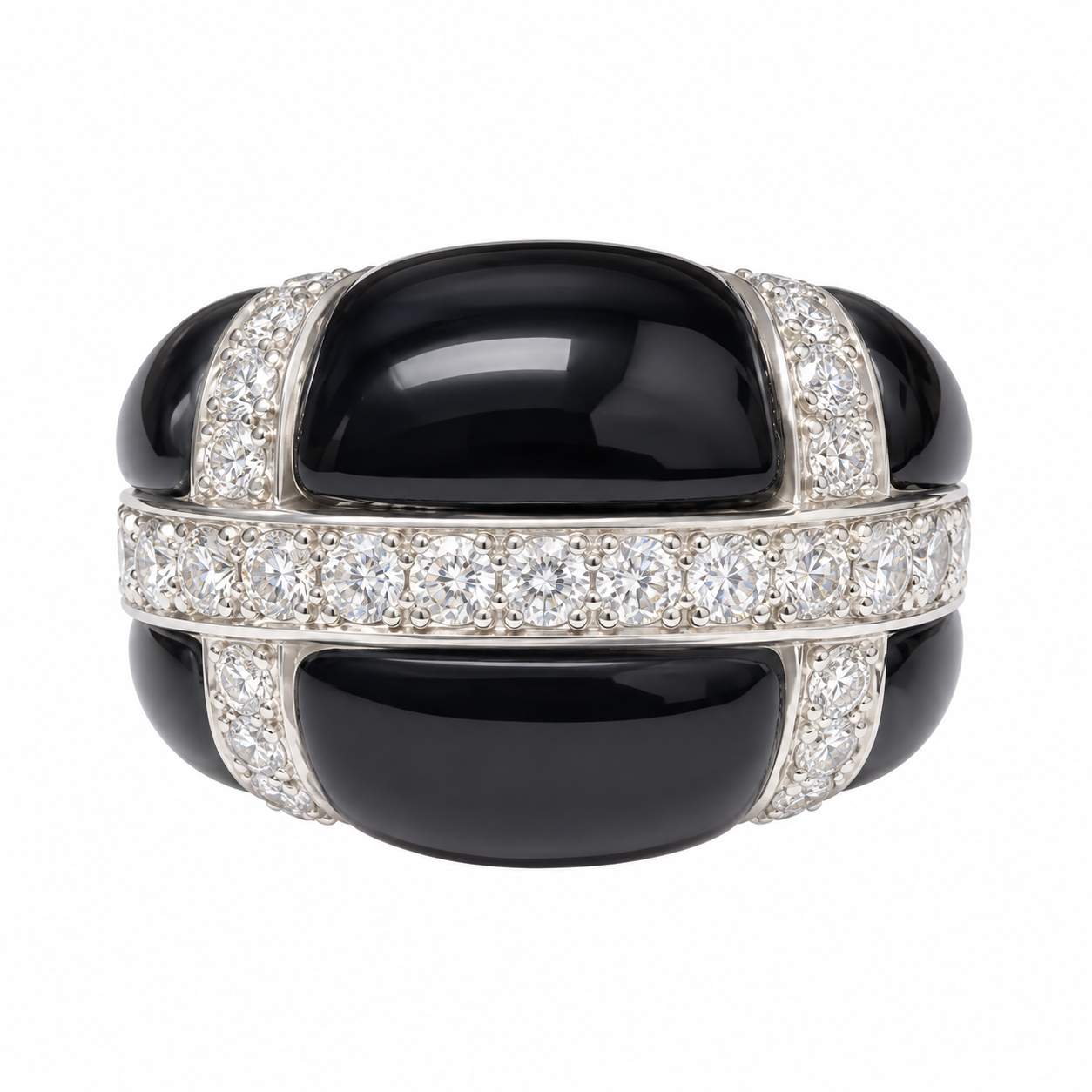 Black Onyx & Diamond Dome Ring