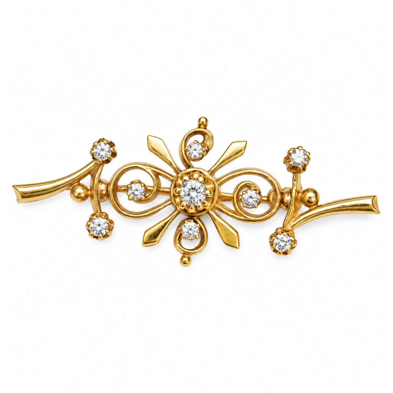 Circa 1950s Diamond Scroll Brooch
