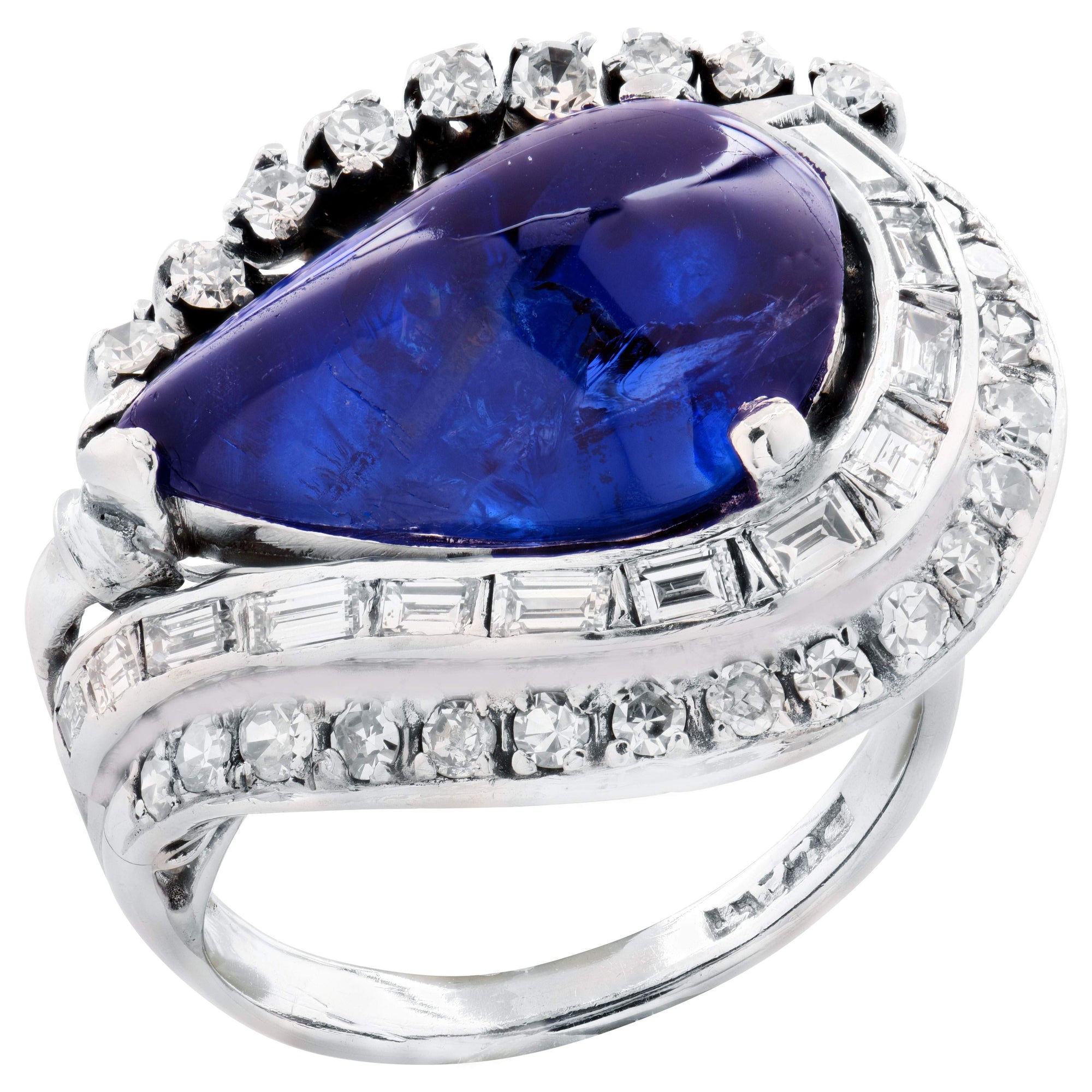 DECO DIAMOND AND SAPPHIRE RING