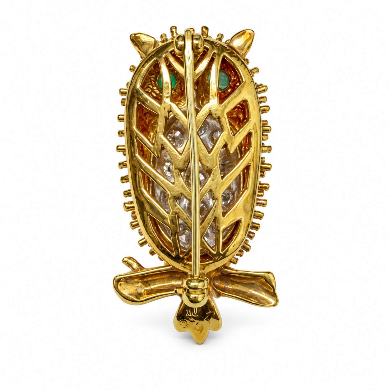 Diamond & Emerald Owl Brooch