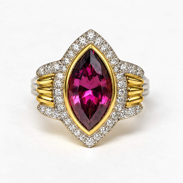 18K Two-Tone Gold Rhodolite Garnet & Diamond Ring