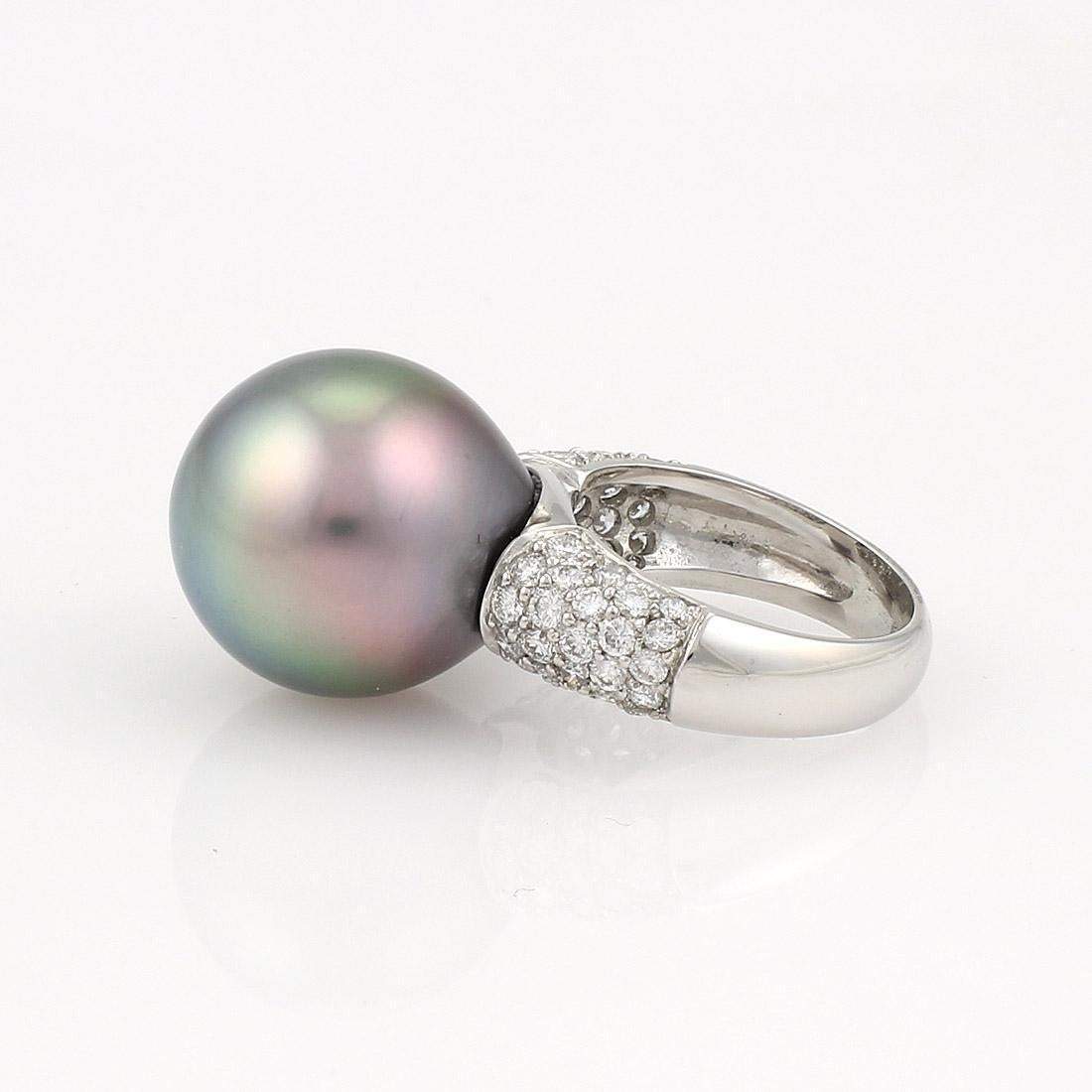 Platinum Tahitian Pearl & Diamond Cocktail Ring