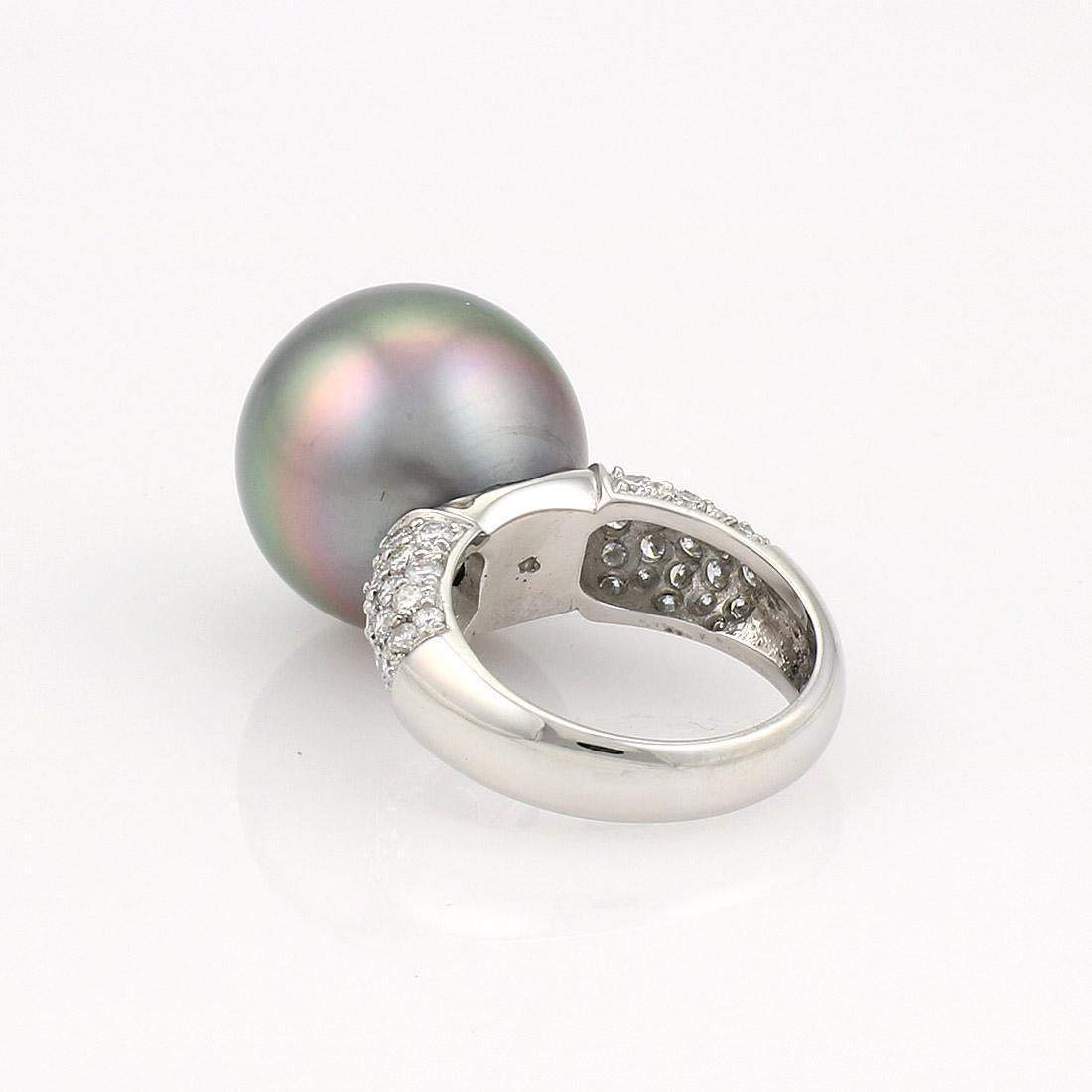 Platinum Tahitian Pearl & Diamond Cocktail Ring