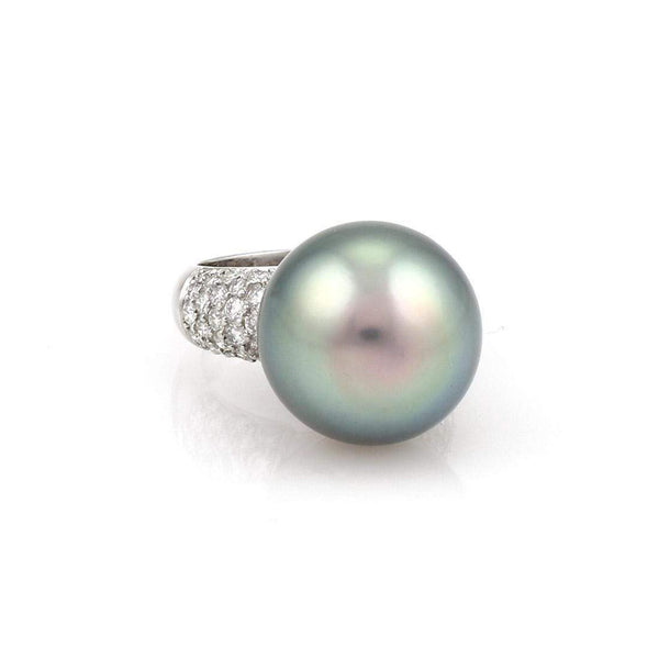 Platinum Tahitian Pearl & Diamond Cocktail Ring