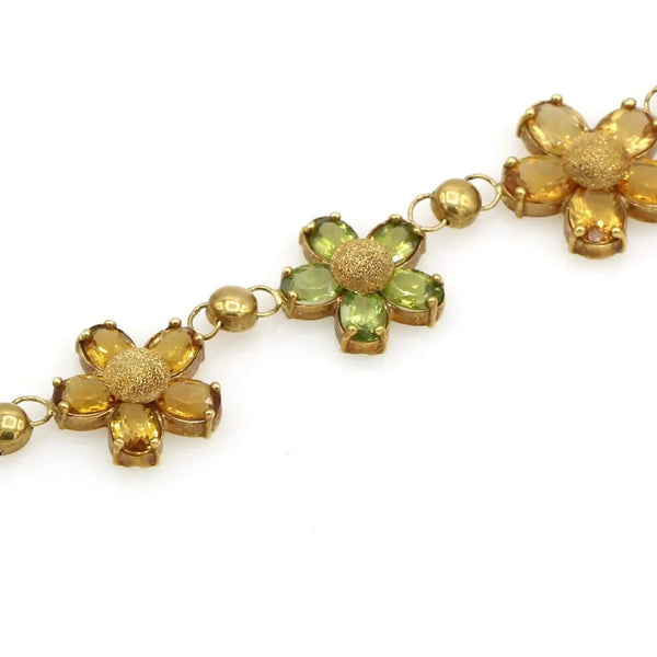 Peridot & Citrine Floral Necklace and Bracelet Set