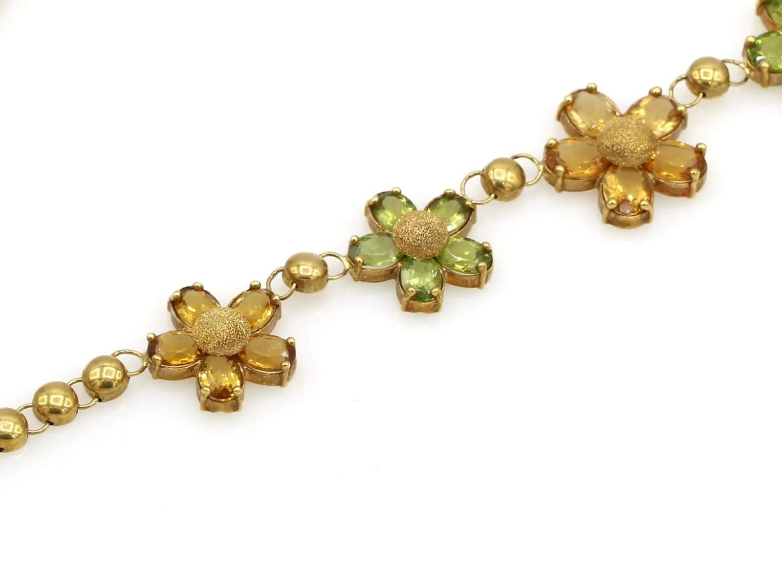 Peridot & Citrine Floral Necklace and Bracelet Set