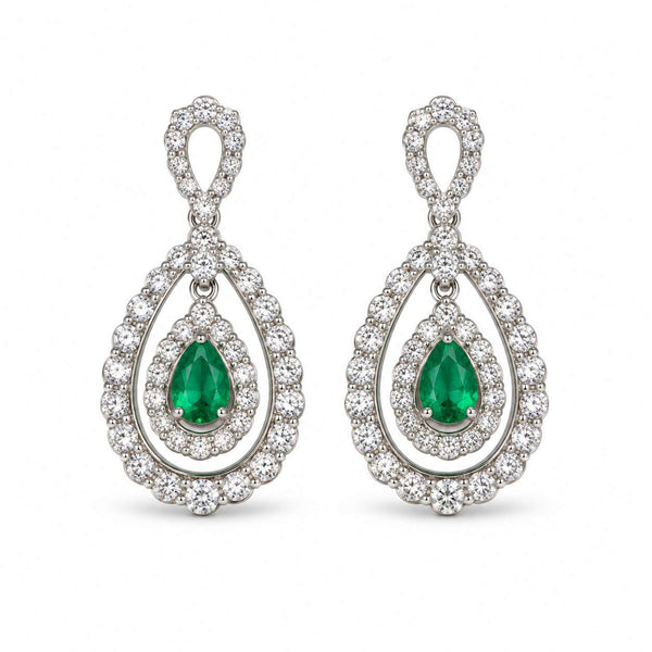 Emerald & Diamond Teardrop Earrings