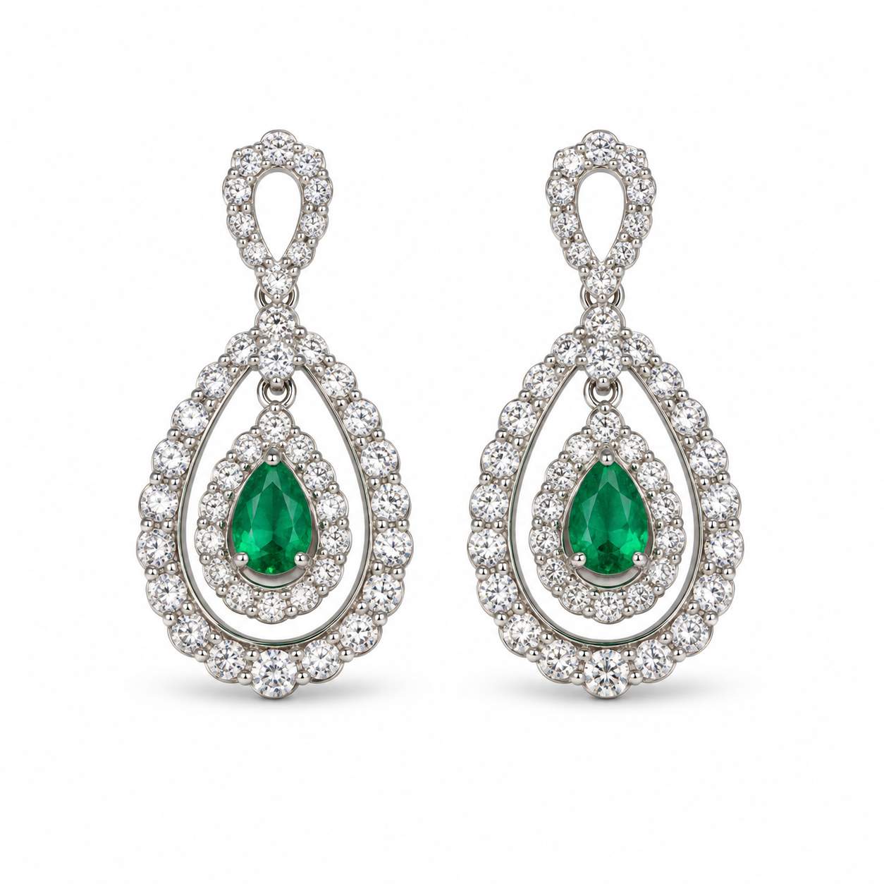 Emerald & Diamond Teardrop Earrings