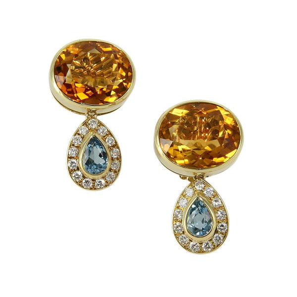 CITRINE & BLUE TOPAZ EARRINGS
