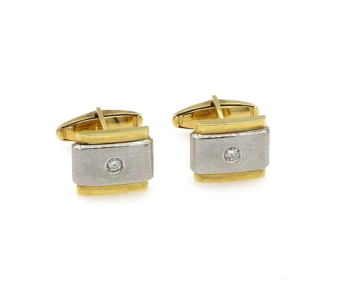 TWO TONE DIAMOND CUFFLINKS