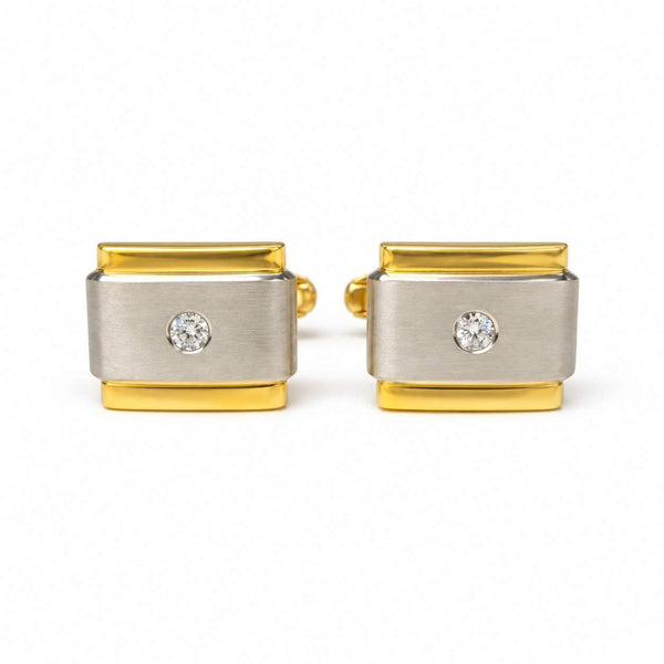 18K Yellow & White Gold Diamond Cufflinks