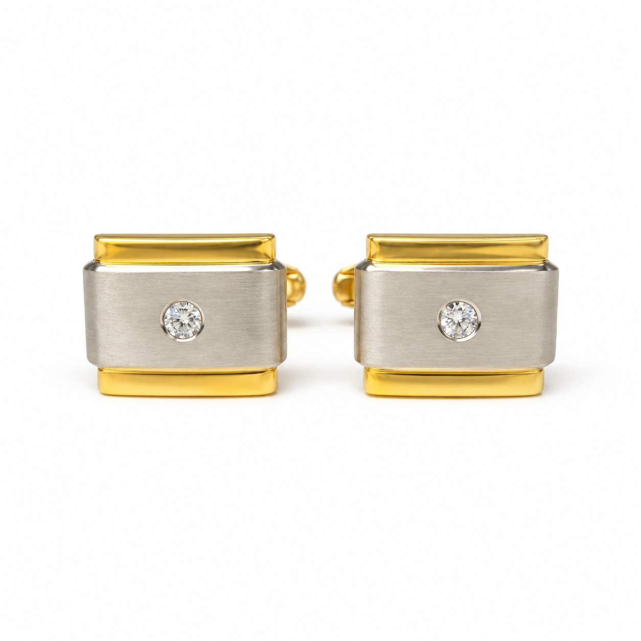 18K Yellow & White Gold Diamond Cufflinks