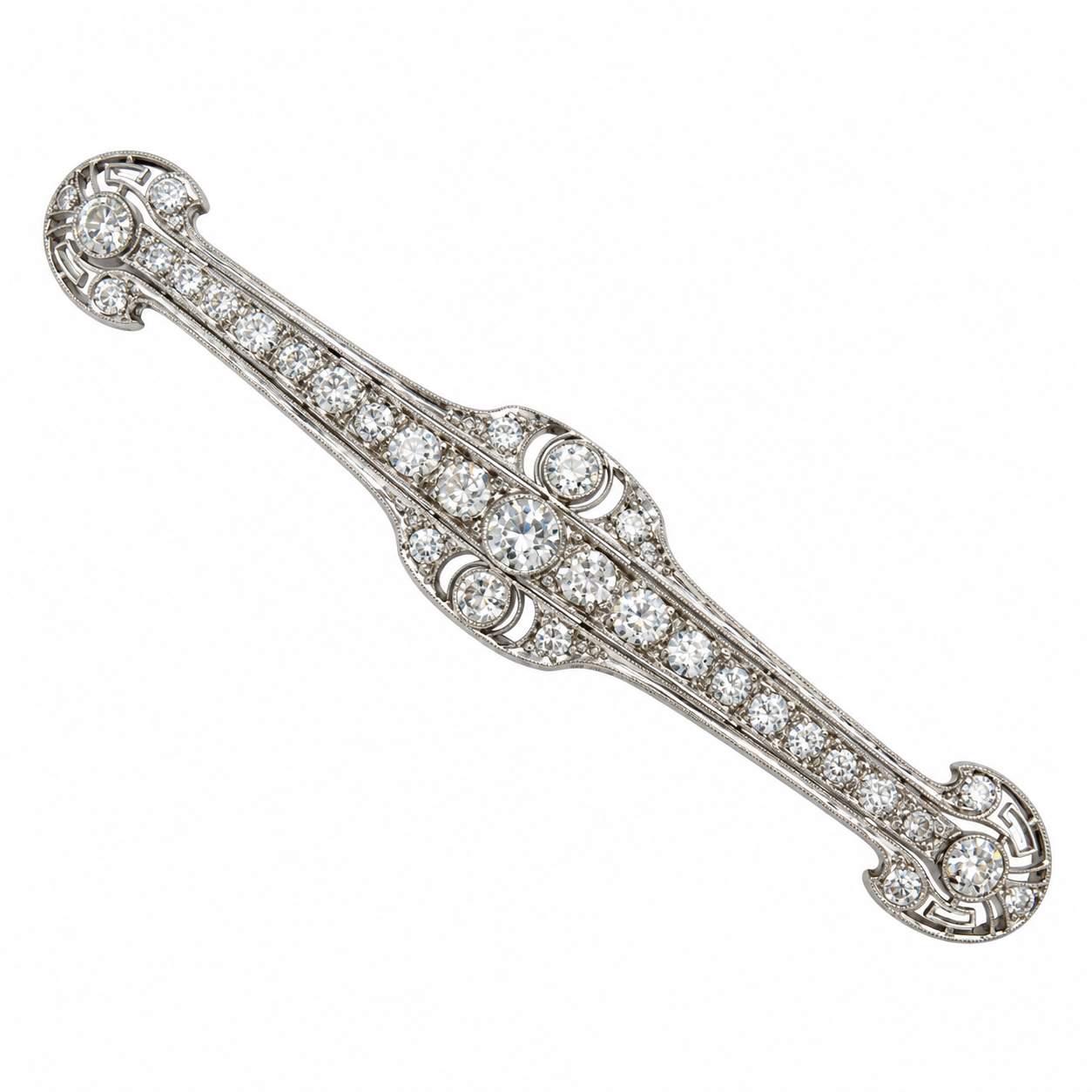 Art Deco Platinum Diamond Bar Brooch