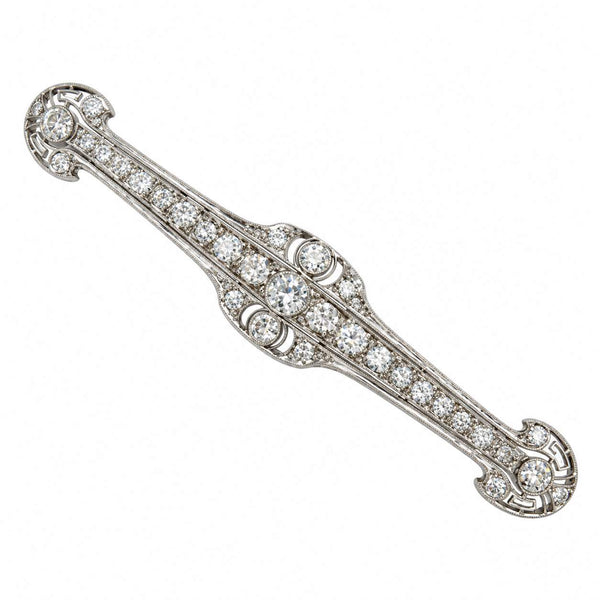 Art Deco Platinum Diamond Bar Brooch