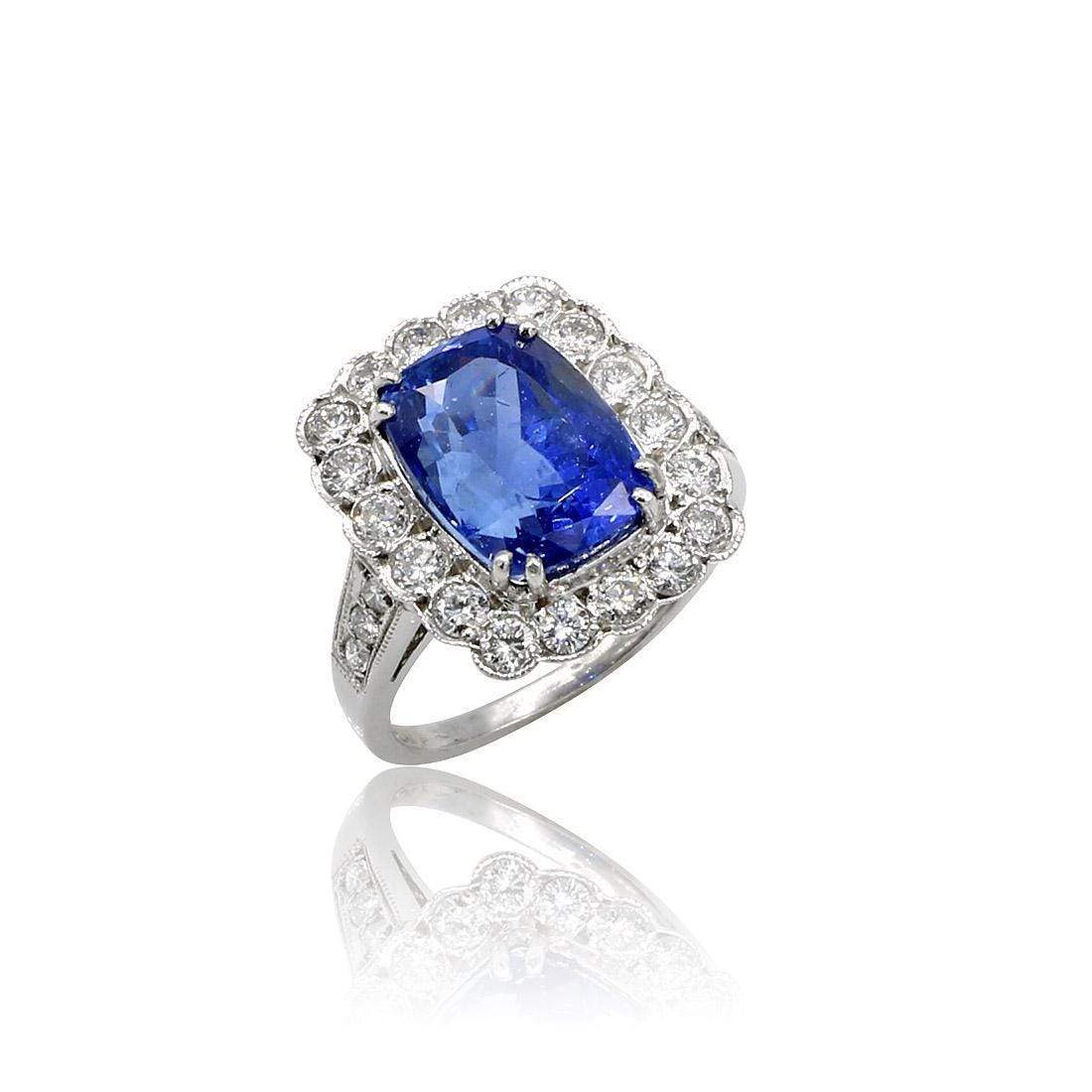 NO HEAT MADAGASCAR SAPPHIRE AND DIAMOND RING