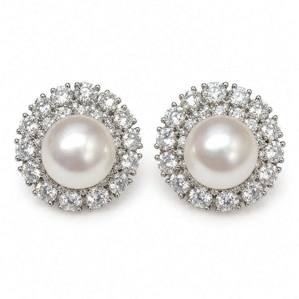 Cultured Pearl and Diamond Earrings