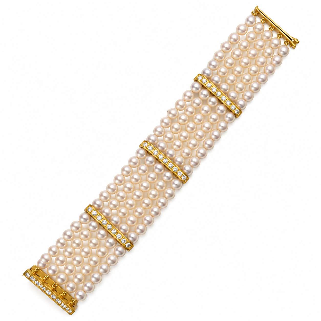 Akoya Pearl & Diamond Multi-Strand Bracelet