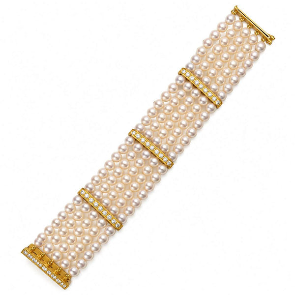 Akoya Pearl & Diamond Multi-Strand Bracelet