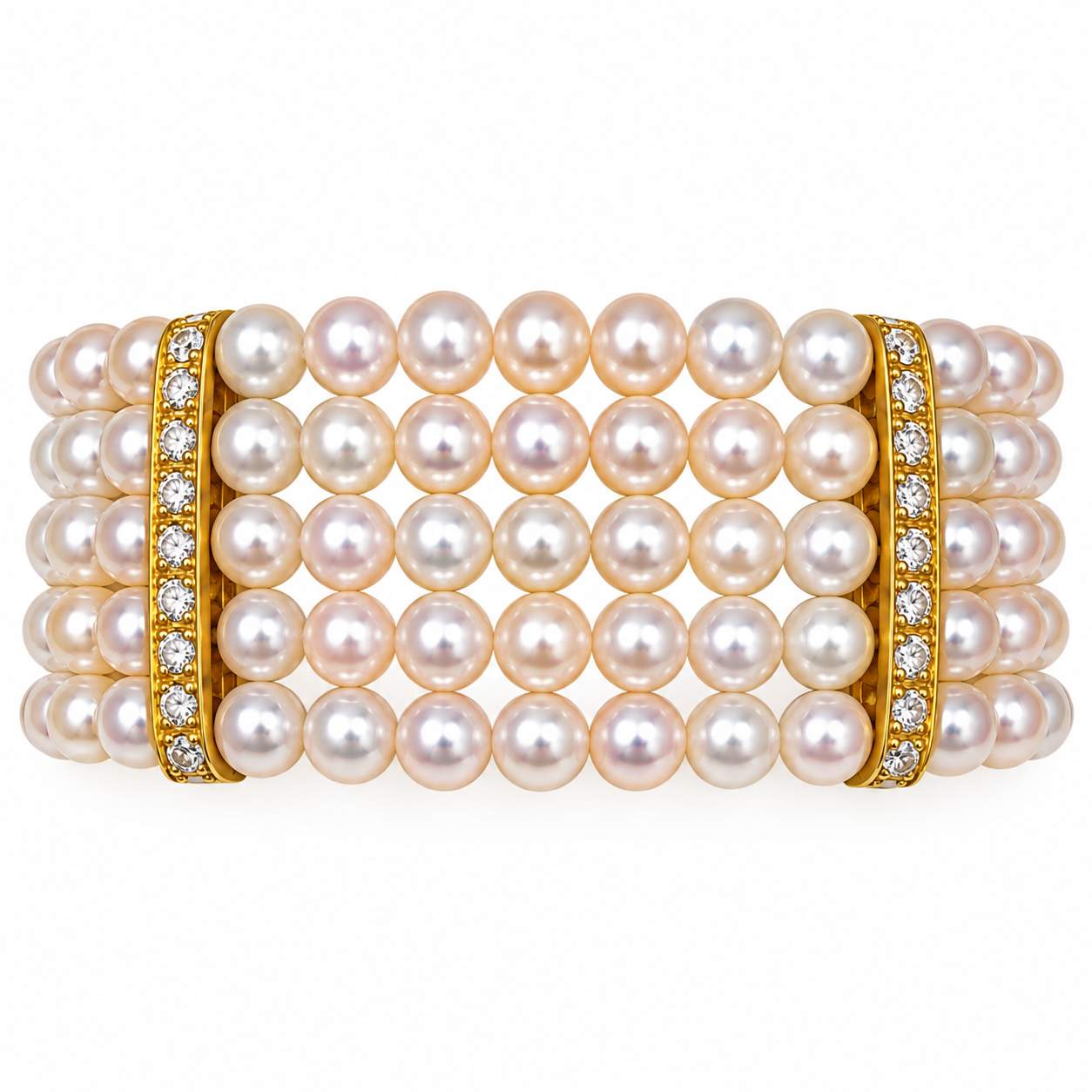 Akoya Pearl & Diamond Multi-Strand Bracelet
