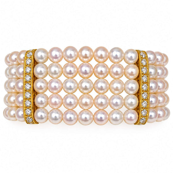Akoya Pearl & Diamond Multi-Strand Bracelet