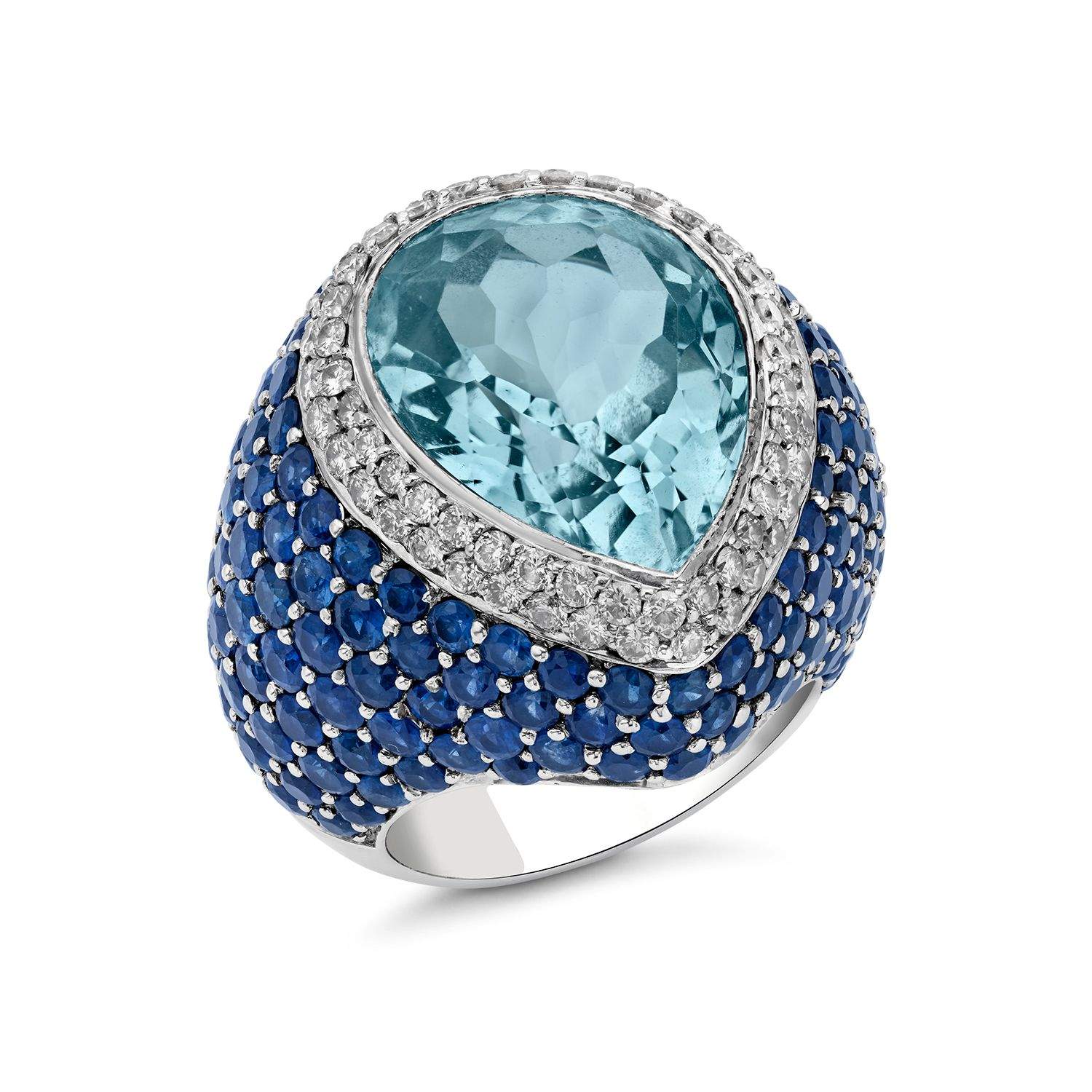 BLUE TOPAZ, SAPPHIRE AND DIAMOND RING Provident Jewelery