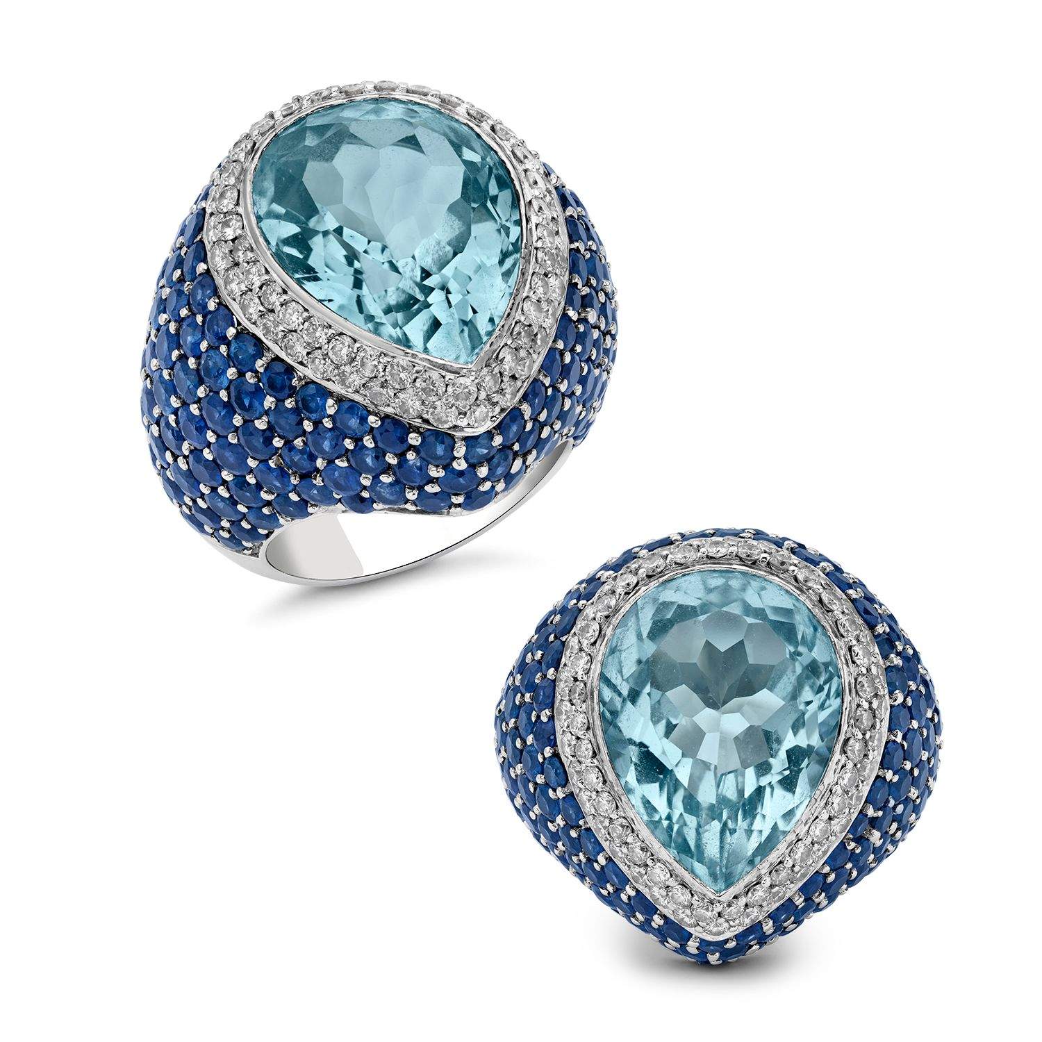 BLUE TOPAZ, SAPPHIRE AND DIAMOND RING Provident Jewelery