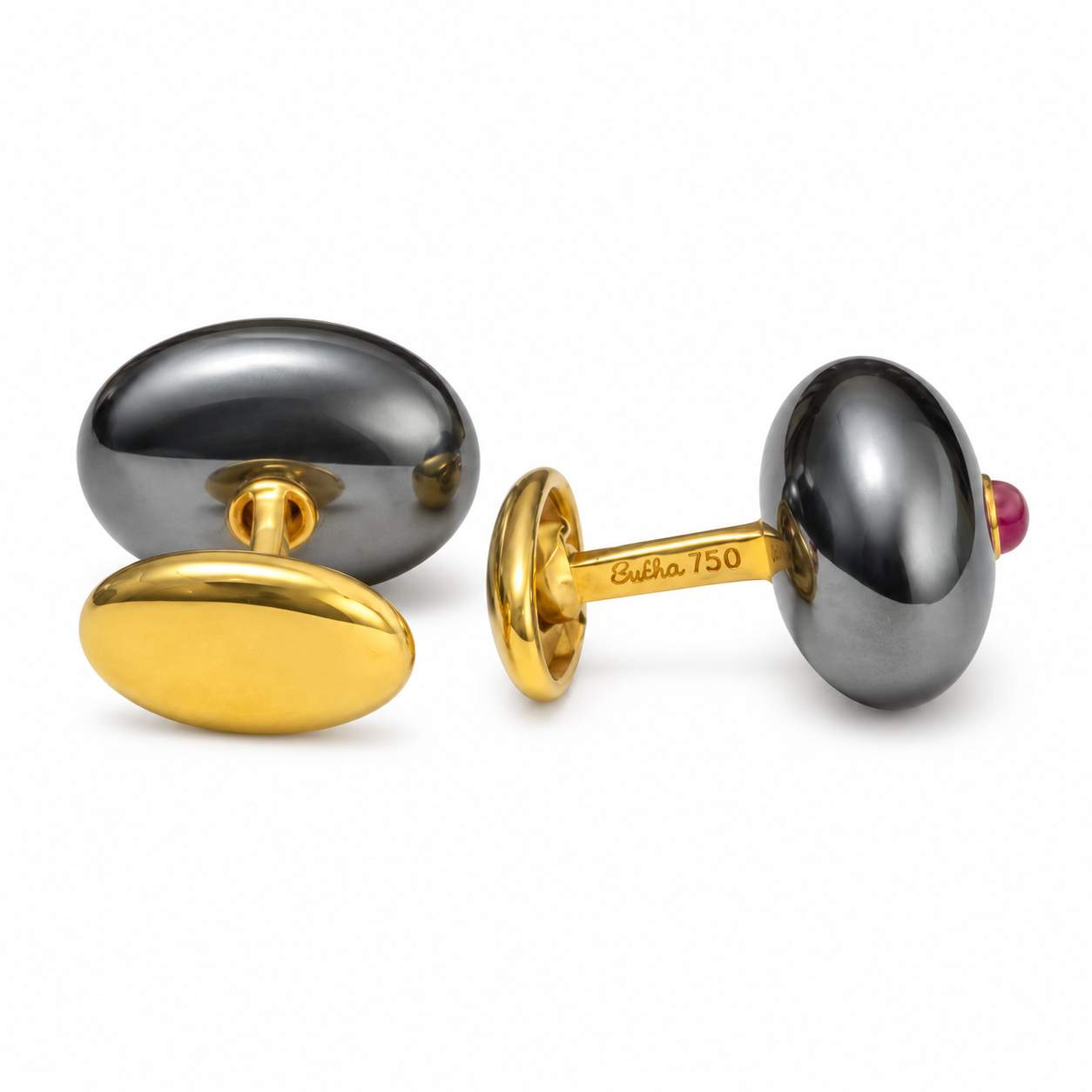 Sulka Hematite and Ruby Cufflinks