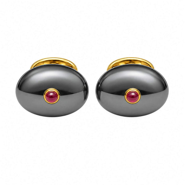 Sulka Hematite and Ruby Cufflinks