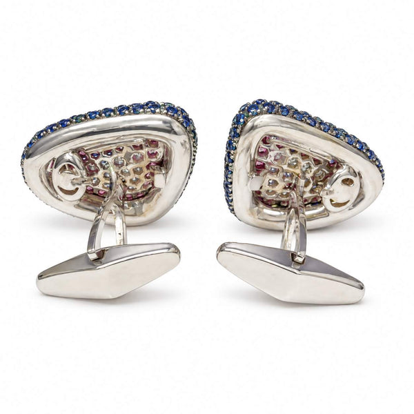 Multicolored Sapphire, Tsavorite & Diamond Cufflinks