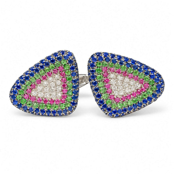Multicolored Sapphire, Tsavorite & Diamond Cufflinks