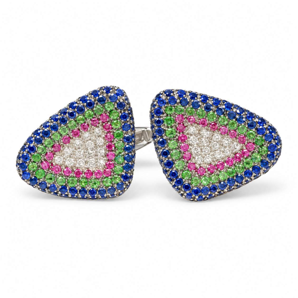 Multicolored Sapphire, Tsavorite & Diamond Cufflinks