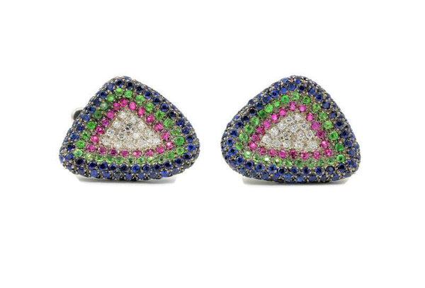 UNIQUE COLORED STONE AND DIAMOND CUFFLINKS